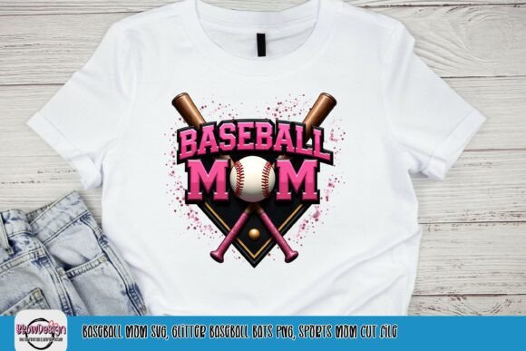 Baseball Mom Glitter Bats PNG: A Sparkling Design Asset for Product Mockups
