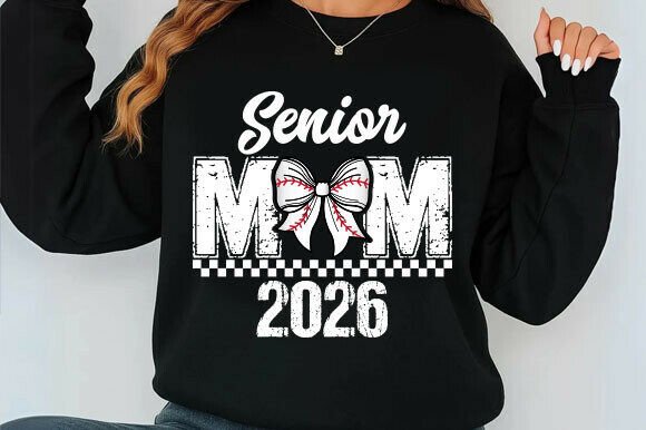 Baseball Senior Mom 2026 Coquette Design for T-Shirt Graphics