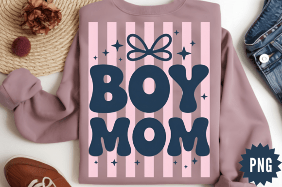 Boy Mom Retro Striped PNG Design – A Versatile Graphic for Handmade Creations