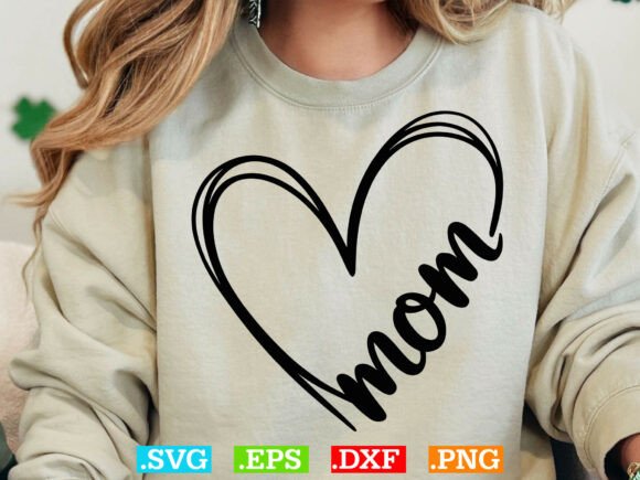 Mom Heart SVG: A Hand-Drawn Graphic for Heartfelt Branding and T-Shirt Designs