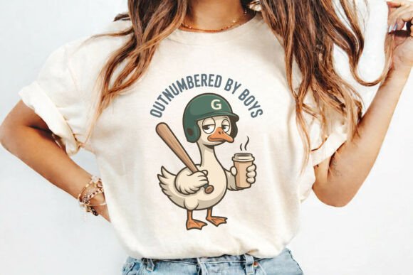 Outnumbered by Boys Mom Goose SVG PNG: A Bold T-Shirt Design Asset for Creative Projects